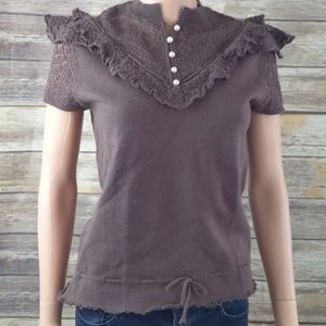Blu Stocking Brown Short Sleeve Knit Top